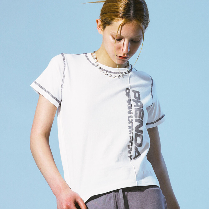 韓國PRENDA - SMUDGED LOGO TEE WHITE